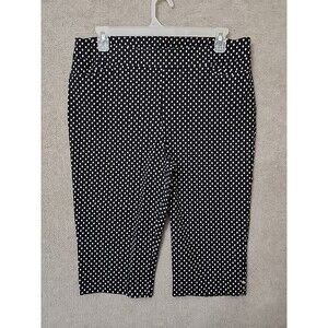 Chicos So Slimming Brigitte Ikat Dot Capri Pants Womens 3 US 16 Black White